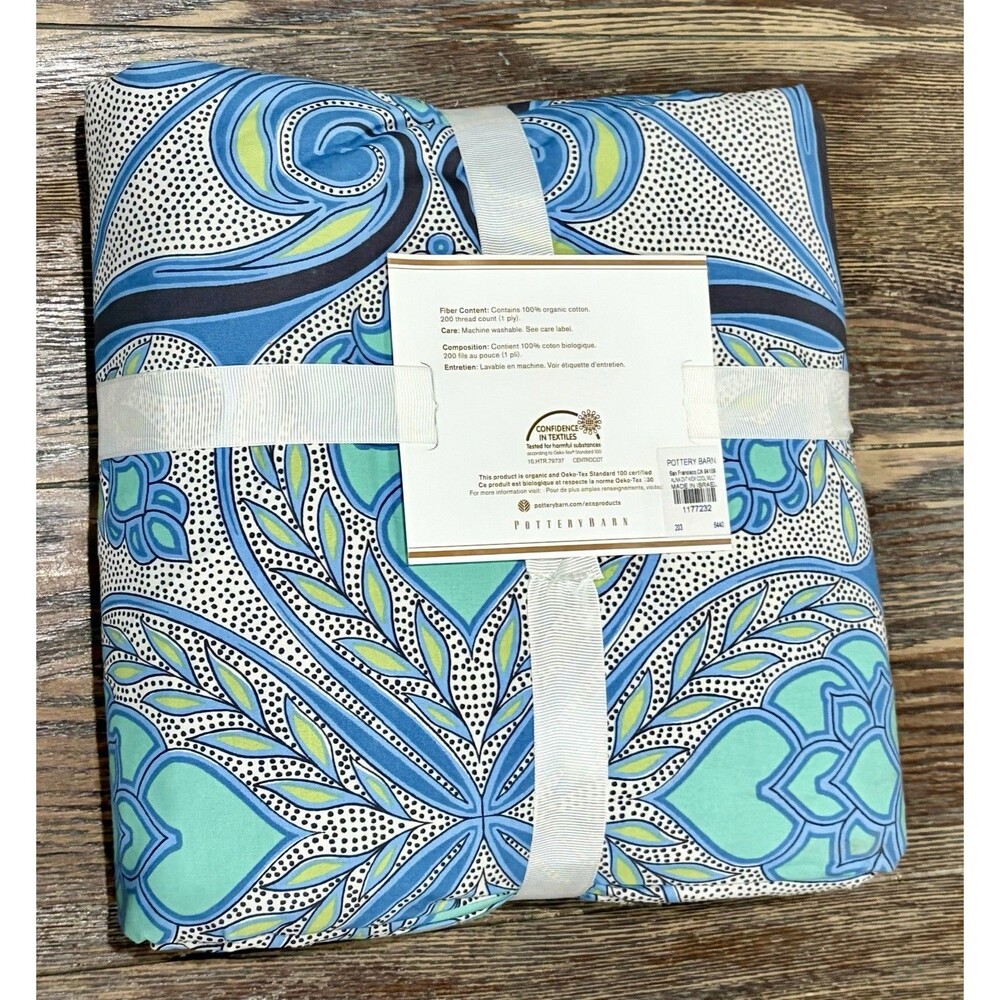 Pottery Barn “Alina” Blue/Green Scrolls Duvet Cover - King/California King - NWT - Picture 3 of 5